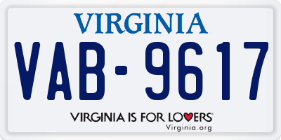 VA license plate VAB9617