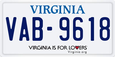 VA license plate VAB9618