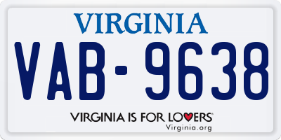 VA license plate VAB9638