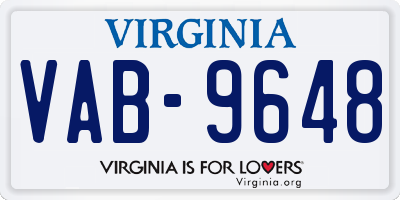 VA license plate VAB9648