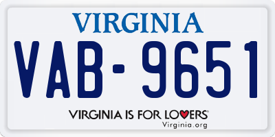 VA license plate VAB9651