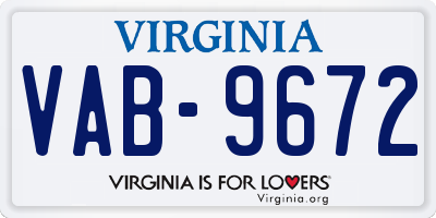 VA license plate VAB9672