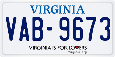 VA license plate VAB9673