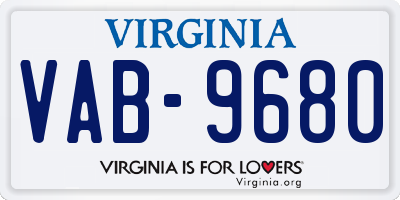 VA license plate VAB9680