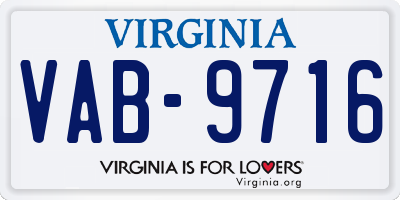 VA license plate VAB9716