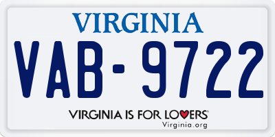 VA license plate VAB9722