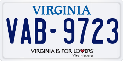 VA license plate VAB9723