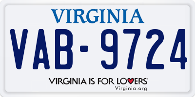 VA license plate VAB9724