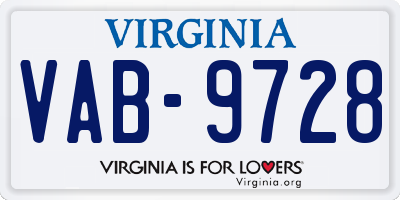 VA license plate VAB9728