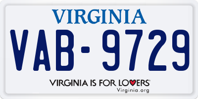 VA license plate VAB9729