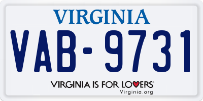 VA license plate VAB9731