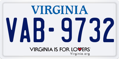 VA license plate VAB9732