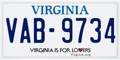 VA license plate VAB9734