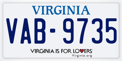 VA license plate VAB9735