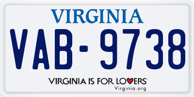 VA license plate VAB9738