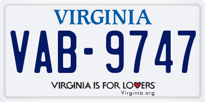 VA license plate VAB9747