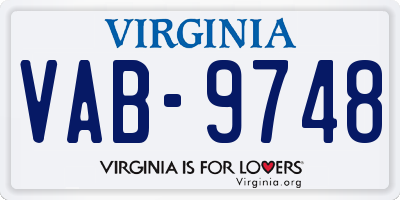 VA license plate VAB9748