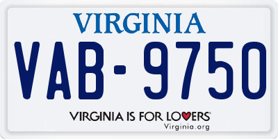 VA license plate VAB9750