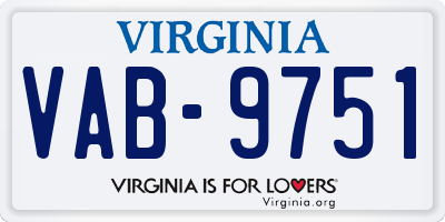 VA license plate VAB9751