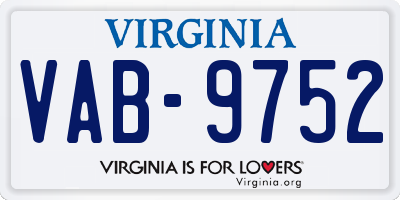 VA license plate VAB9752