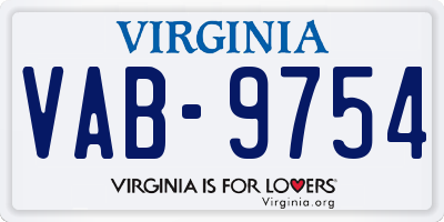 VA license plate VAB9754