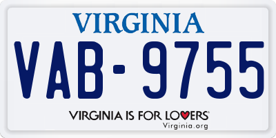 VA license plate VAB9755