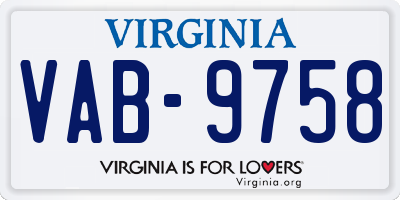 VA license plate VAB9758