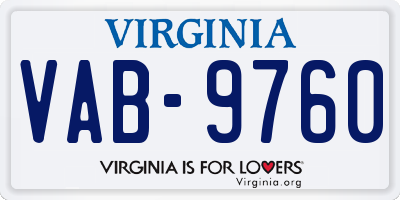 VA license plate VAB9760