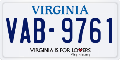 VA license plate VAB9761