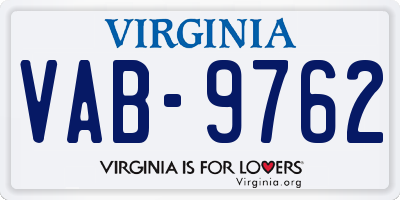 VA license plate VAB9762