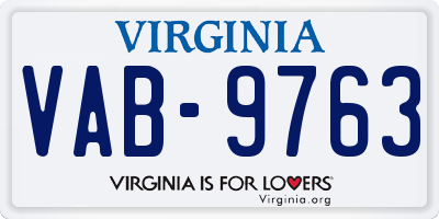 VA license plate VAB9763