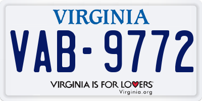 VA license plate VAB9772