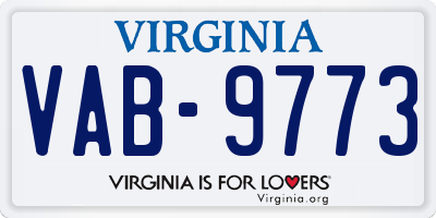 VA license plate VAB9773