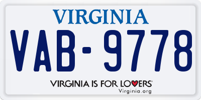 VA license plate VAB9778