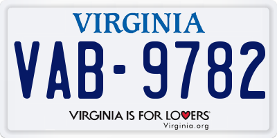 VA license plate VAB9782