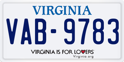 VA license plate VAB9783