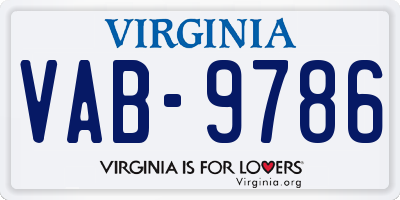 VA license plate VAB9786