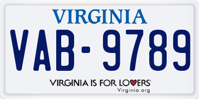 VA license plate VAB9789