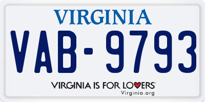 VA license plate VAB9793