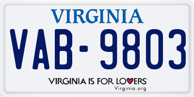 VA license plate VAB9803