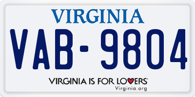 VA license plate VAB9804