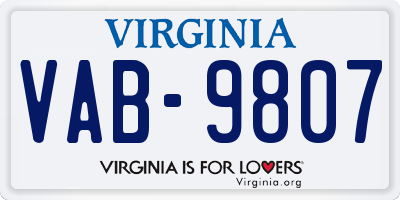 VA license plate VAB9807