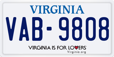 VA license plate VAB9808