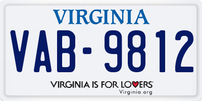 VA license plate VAB9812