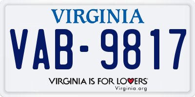 VA license plate VAB9817