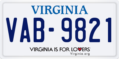 VA license plate VAB9821