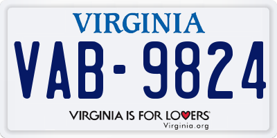 VA license plate VAB9824