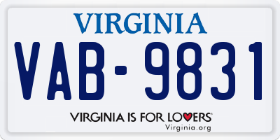 VA license plate VAB9831