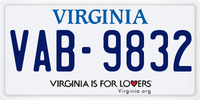 VA license plate VAB9832