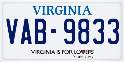 VA license plate VAB9833